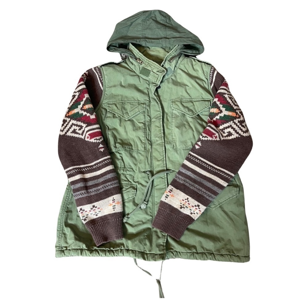 Ralph Lauren Denim Supply military INSP mix media Aztec print olive jacket XL